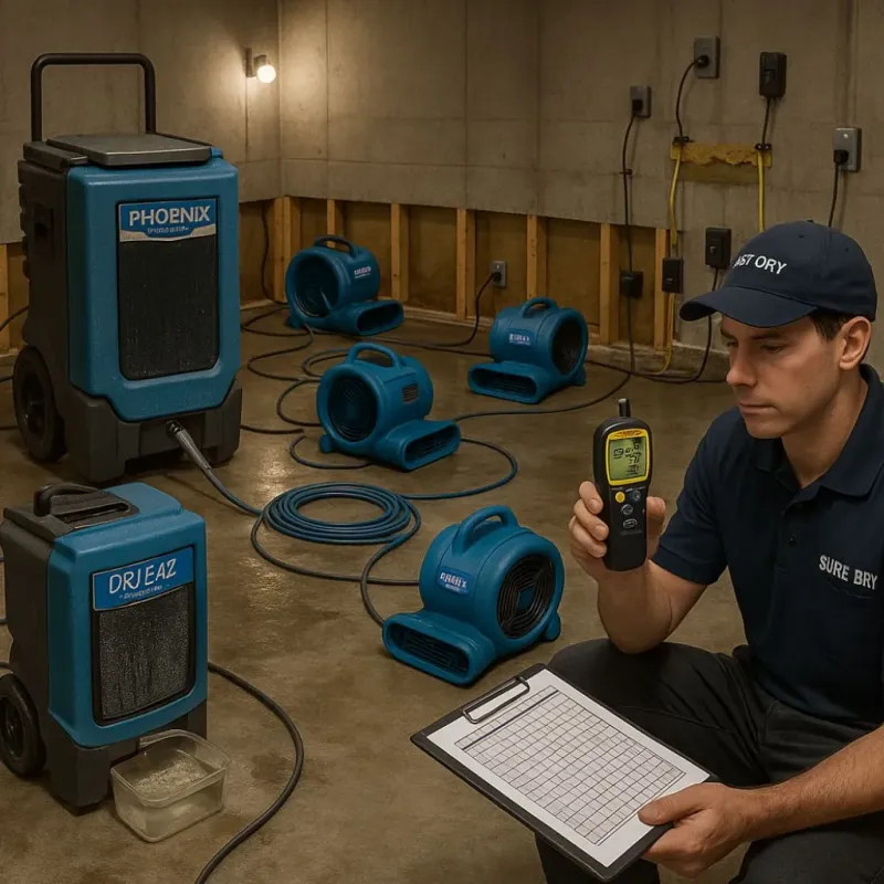 Structural Drying and Dehumidification process in McLendon-Chisholm, TX